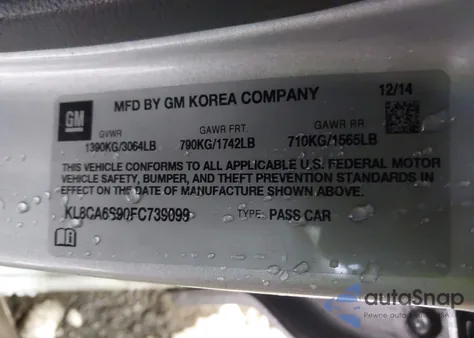 2015 Chevrolet Spark Ls Manual from USA, damaged, VIN KL8CA6S90FC739099